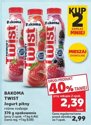 Jogurt pitny Twist Bakoma promocja w Kaufland