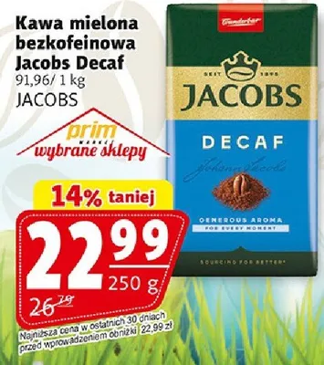 Kawa mielona bezkofeinowa Jacobs Decaf promocja w Prim Market