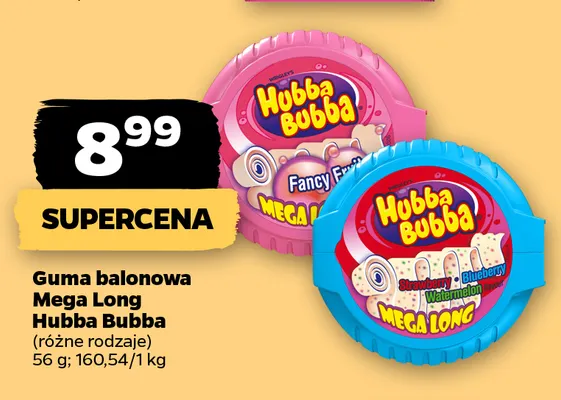 Guma balonowa Mega Long Hubba Bubba Strawberry Blueberry Watermelon promocja w Netto