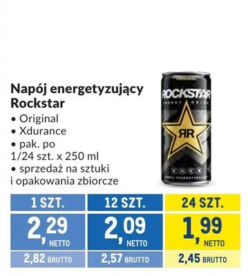 Napój energetyzujący Rockstar Original Xdurance promocja w Makro