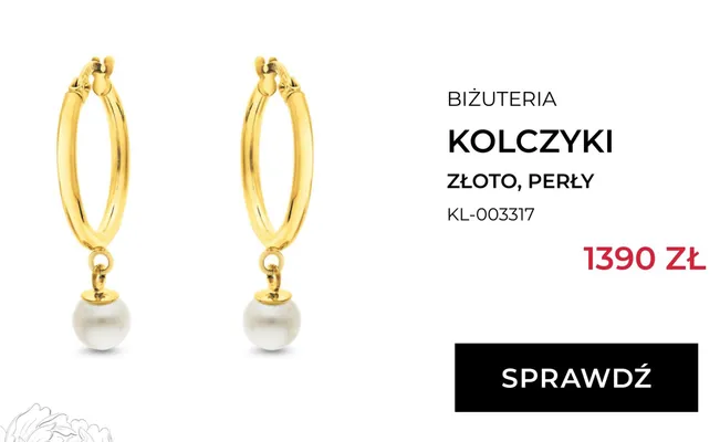 Kolczyki złote z perłami Briju KL-003317 promocja w Briju