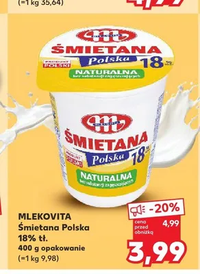 Śmietana Polska 18% Mlekovita promocja w Kaufland