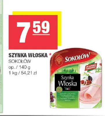 Szynka włoska Sokołów promocja w SPAR