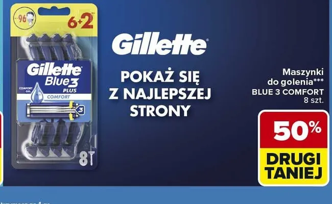 Maszynki do golenia Gillette Blue 3 Comfort 8-pak promocja w Carrefour Market