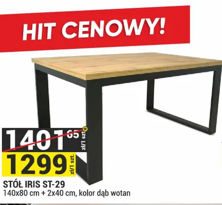 Stół Iris ST-29 140x80cm + 2x40cm kolor dąb wotan promocja w Merkury Market