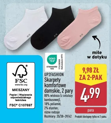 Skarpety komfortowe damskie, 2 pary promocja w Aldi