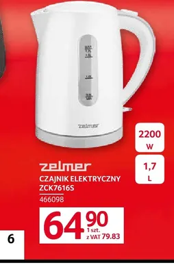 Czajnik elektryczny ZCK7616S Zelmer promocja w Selgros