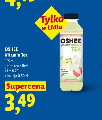 Napój herbaciany Oshee Vitamin Tea green tea z liczi promocja w Lidl