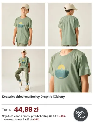 Koszulka dziecięca Regatta Great Outdoors Bosley Graphic Zielony promocja w Regatta