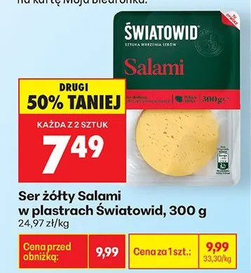Ser żółty Salami w plastrach promocja w Biedronka