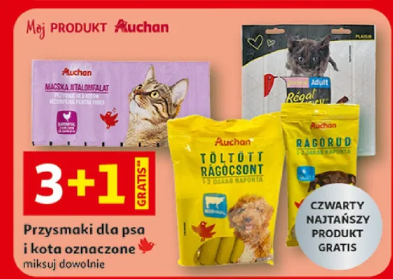 Przysmaki dla psa i kota oznaczone promocja w Auchan