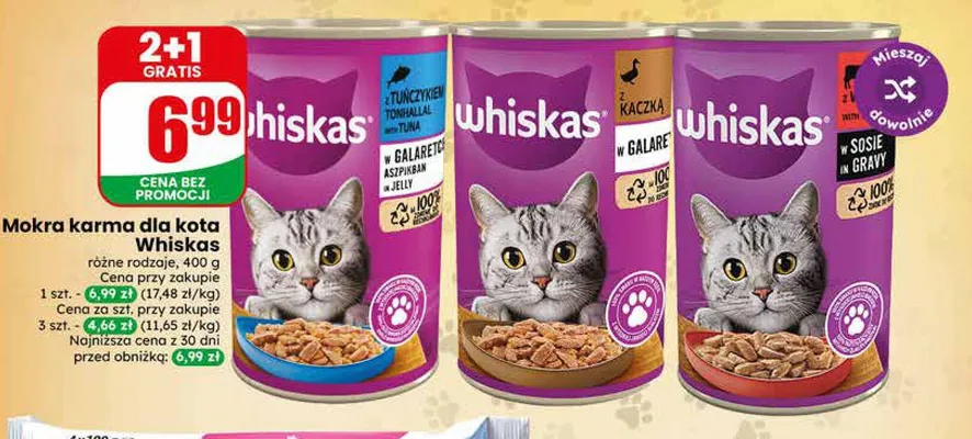 Mokra karma dla kota Whiskas promocja w Dino
