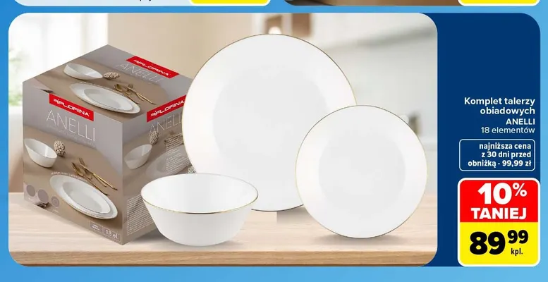 Komplet talerzy obiadowych Anelli 18 elementów Florina promocja w Carrefour