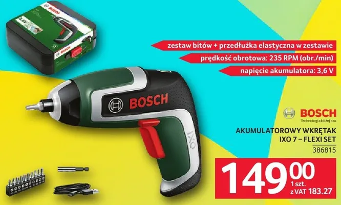 Akumulatorowy wkrętak IXO 7 - Flexi Set 386815 promocja w Selgros