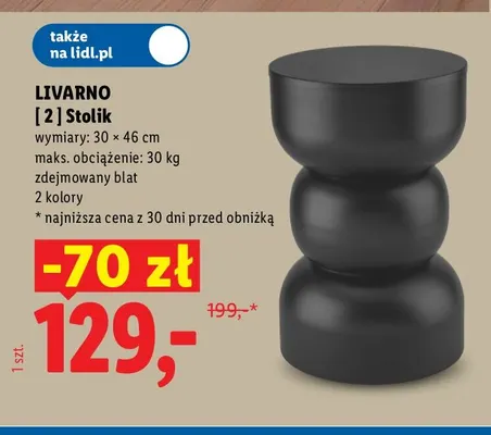 Stolik Livarno ze zdejmowanym blatem 30x46 cm promocja w Lidl
