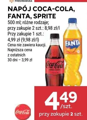 Napój Coca-Cola, Fanta, Sprite promocja w Stokrotka