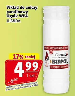 Wkład do zniczy parafinowy Ognik WP4 Jumida promocja w Prim Market