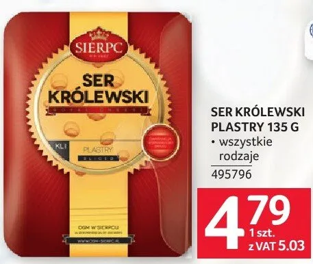Ser królewski plastry 135 g promocja w Selgros