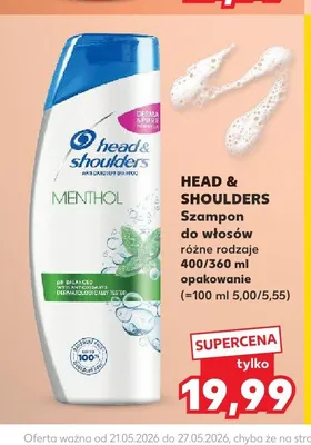 Szampon do włosów Head & Shoulders Menthol 400ml promocja w Kaufland
