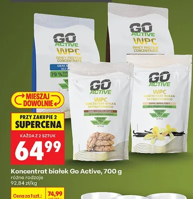 Koncentrat białka serwatkowego WPC Go Active smak ciasteczkowy promocja w Biedronka