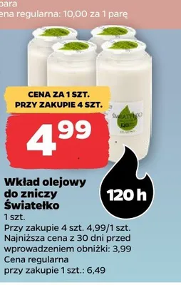 Wkład olejowy do zniczy Światełko 120h promocja w Netto