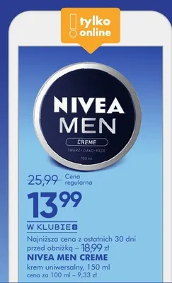 Krem do twarzy Nivea Men Creme promocja w Super-Pharm