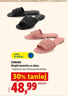 Klapki damskie ze skóry Esmara promocja w Lidl