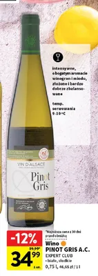 Wino pinot gris a.c. expert club promocja w Intermarche