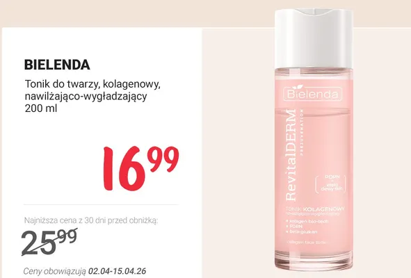 Tonik do twarzy, kolagenowy, nawilżająco-wygładzający promocja w Rossmann