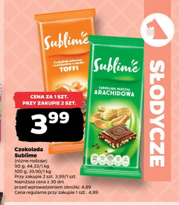 Czekolada Sublime Toffi promocja w Netto