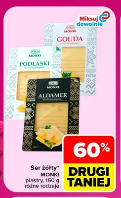 Ser żółty w plastrach Mońki promocja w Carrefour