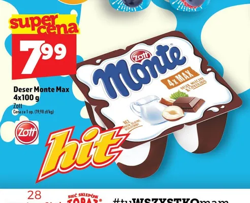 Deser Monte Max 4-pak 100 g promocja w TOPAZ