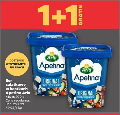 Ser sałatkowy w kostkach Apetina Arla Original promocja w Netto