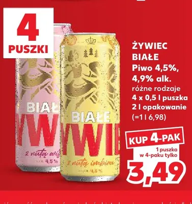 Piwo Żywiec Białe z nutą imbiru 4-pak 500 ml promocja w Kaufland