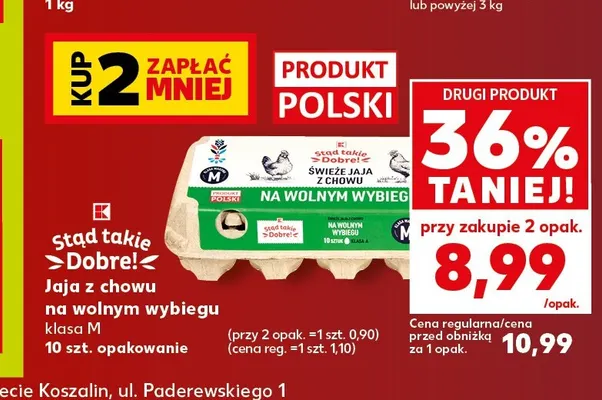 Jajka kurze z chowu na wolnym wybiegu Stąd Takie Dobre! promocja w Kaufland
