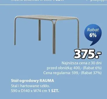 Stół ogrodowy RAUMA promocja w Jysk