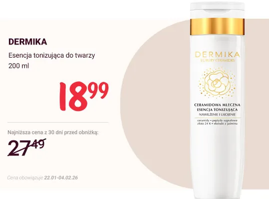 Esencja tonizująca do twarzy Luxury Ceramidowa Mleczna promocja w Rossmann