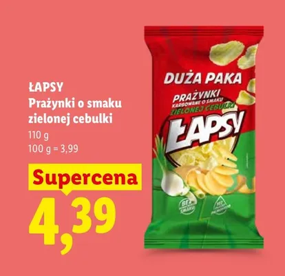 Prażynki o smaku zielonej cebulki Łapsy promocja w Lidl