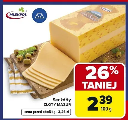 Ser żółty Złoty Mazur promocja w Carrefour