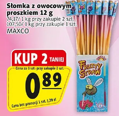 Słomka z owocowym proszkiem Maxco promocja w Prim Market