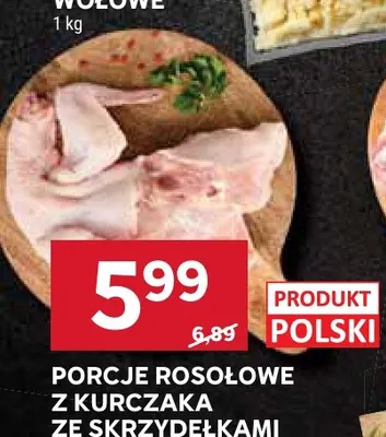 Porcje rosołowe z kurczaka ze skrzydełkami promocja w Stokrotka