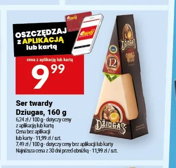 Ser twardy Dziugas 160g promocja w Twój Market