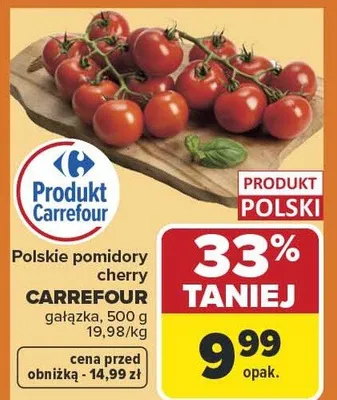 Pomidory cherry polskie promocja w Carrefour Market