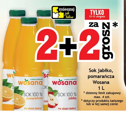 Sok 100% jabłko Wosana promocja w Gram Market
