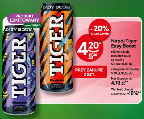 Napój Tiger Easy Boost Mirabelka promocja w Żabka