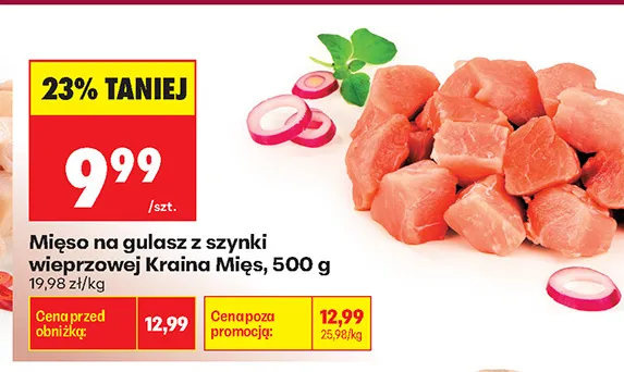 Mięso na gulasz z szynki wieprzowej Kraina Mięs promocja w Biedronka