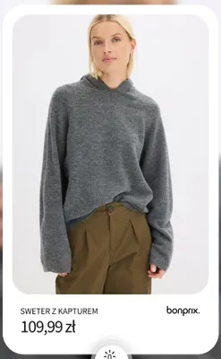 Sweter z kapturem Bonprix promocja w bonprix