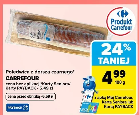 Polędwica z dorsza czarnego promocja w Carrefour Market