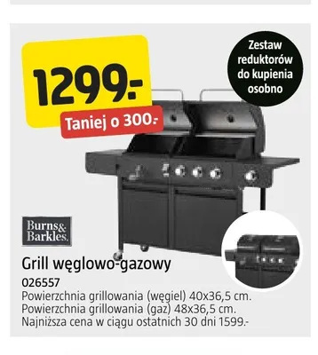 Grill węglowo-gazowy Burns & Barkles promocja w Jula