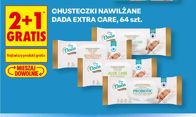Chusteczki nawilżane Dada Extra Care promocja w Biedronka